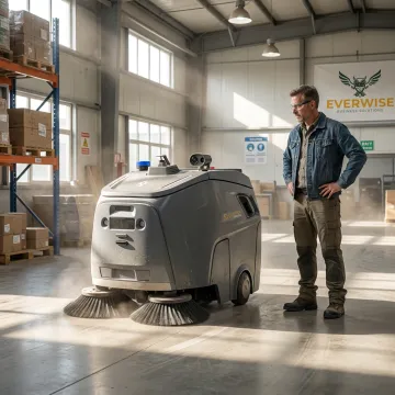 Autonomous commercial floor cleaning robot in facility