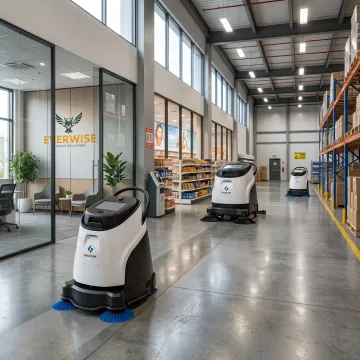 Autonomous commercial cleaning robots in a modern facility