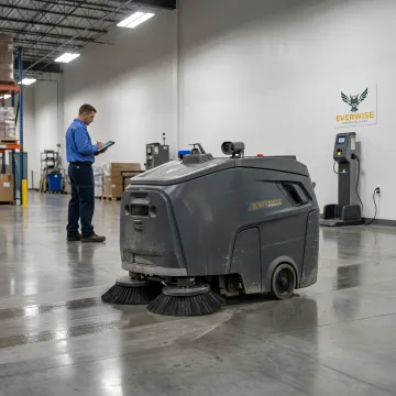 Autonomous commercial floor scrubber in facility
