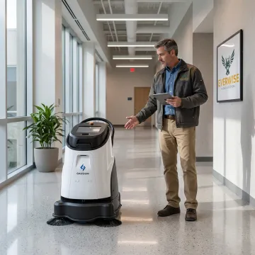 Autonomous cleaning robot operating in commercial facility