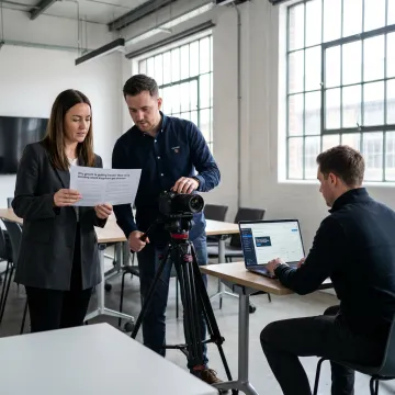 B2B team filming industrial video content