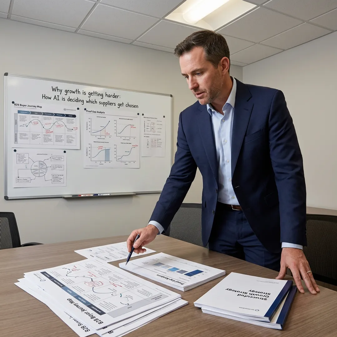 Consultant reviewing B2B growth strategy
