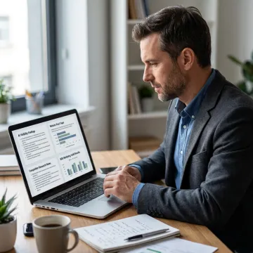 Marketing strategist reviewing digital visibility audit findings