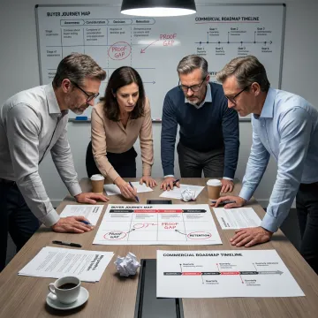 Executive team reviewing brand strategy sprint roadmap