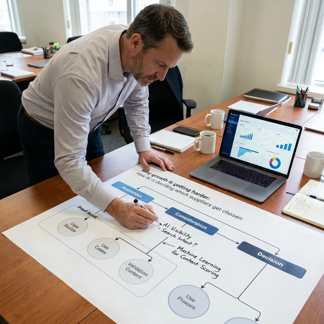 Strategist mapping B2B lead generation process