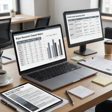 B2B marketing team mapping buyer proof and visibility strategy