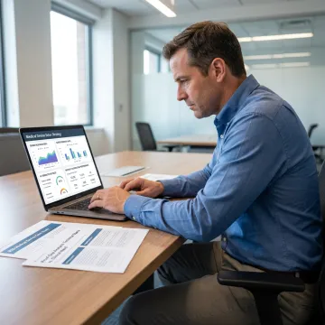 Consultant reviewing B2B medical device growth strategy