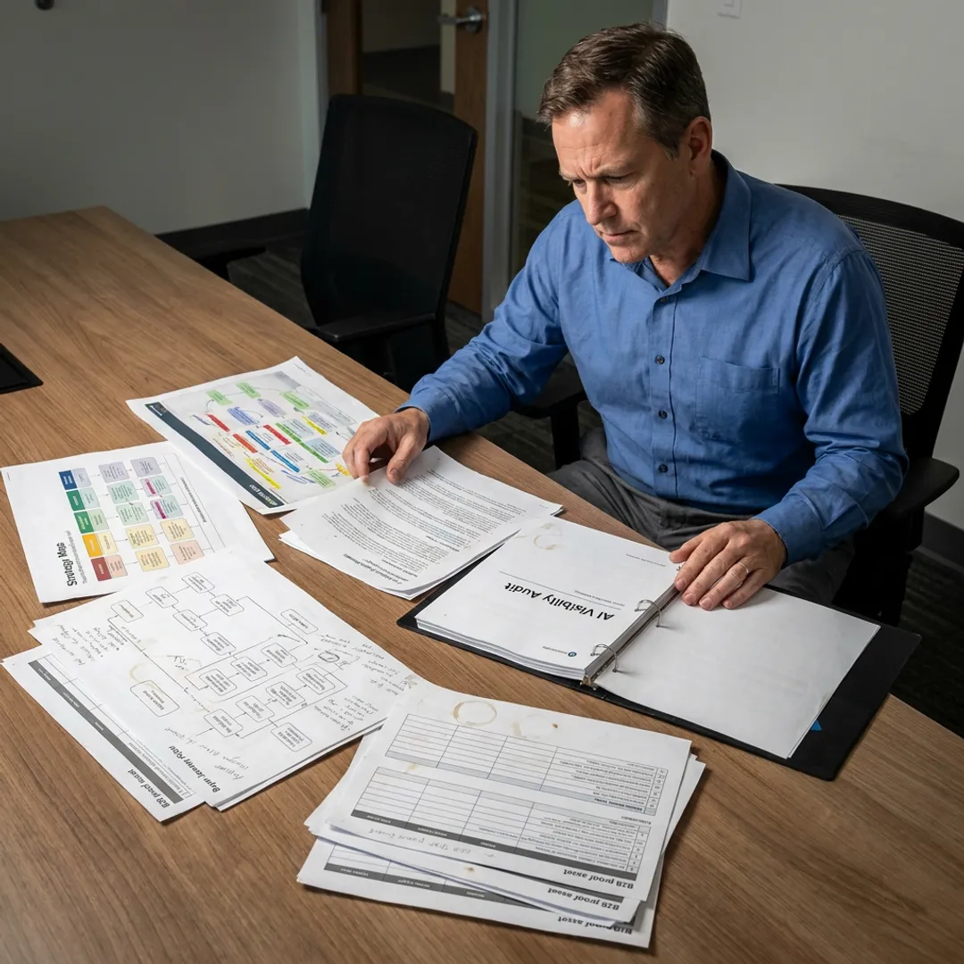 B2B consultant reviewing industrial marketing strategy