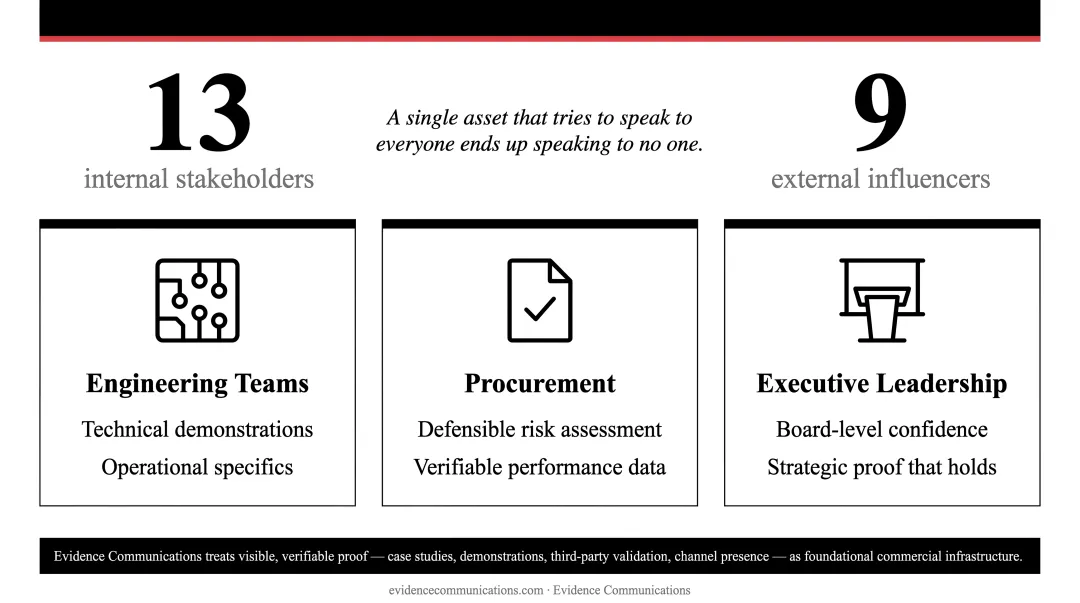 B2B buying committee three stakeholder roles proof requirements breakdown infographic