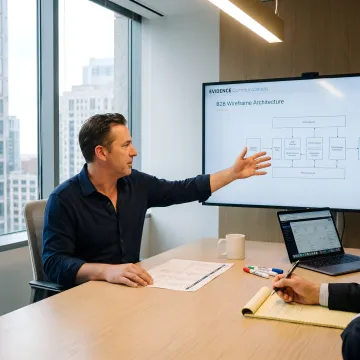 Strategic marketing team planning website and AI visibility content
