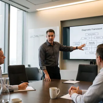 Consultant leading an AI visibility strategy workshop