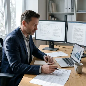Marketing strategist mapping buyer proof and digital visibility
