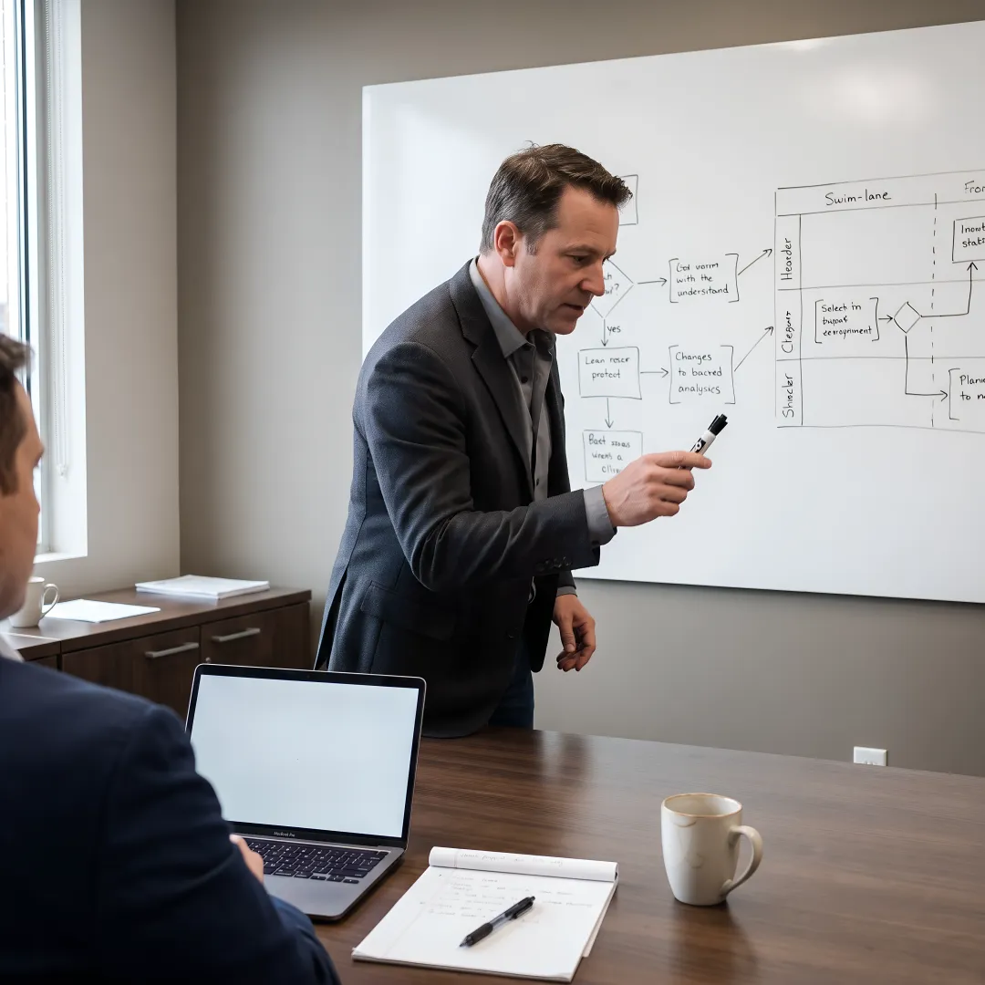 Consultant mapping a B2B go-to-market strategy process