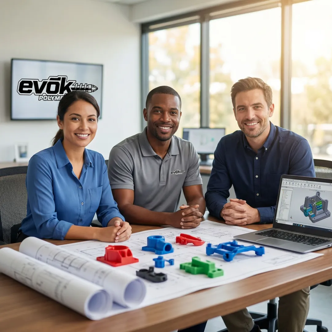 Engineer reviewing injection mold design specifications and CAD models