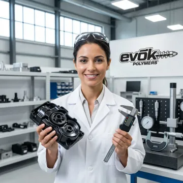 Engineer inspecting precision injection molded plastic component