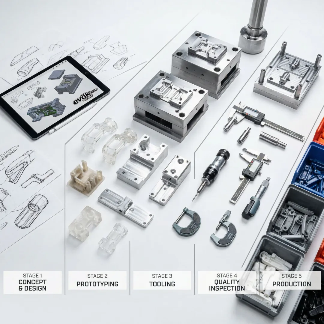 Injection molding product development stages from prototype to production