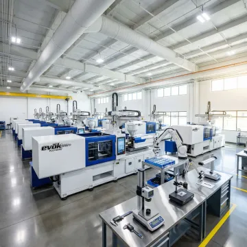 Modern injection molding facility in California with advanced machinery and quality control systems