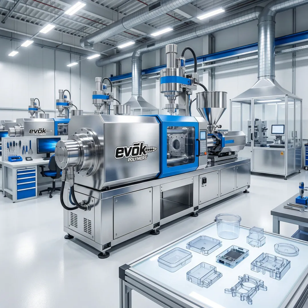High-speed thin wall injection molding machine producing precision plastic components