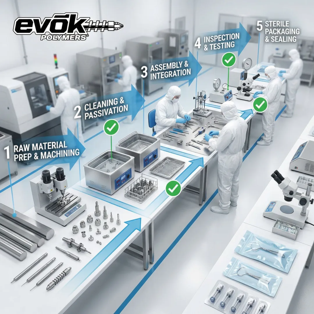 Step-by-step cleanroom injection molding process from design to production