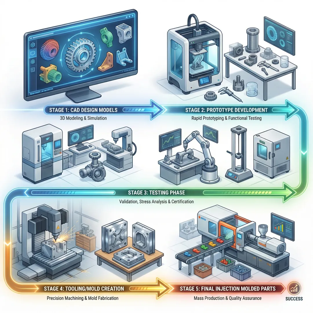 Injection molding development process from design to production