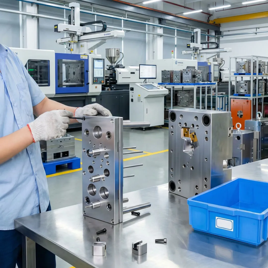 Advanced injection molding tooling equipment and precision molds in production facility