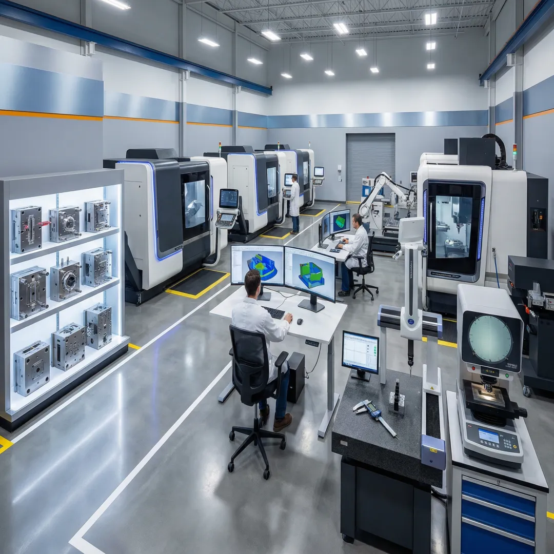 Advanced injection molding tooling design and manufacturing facility with precision equipment