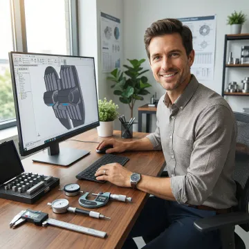 Engineer reviewing injection mold design specifications