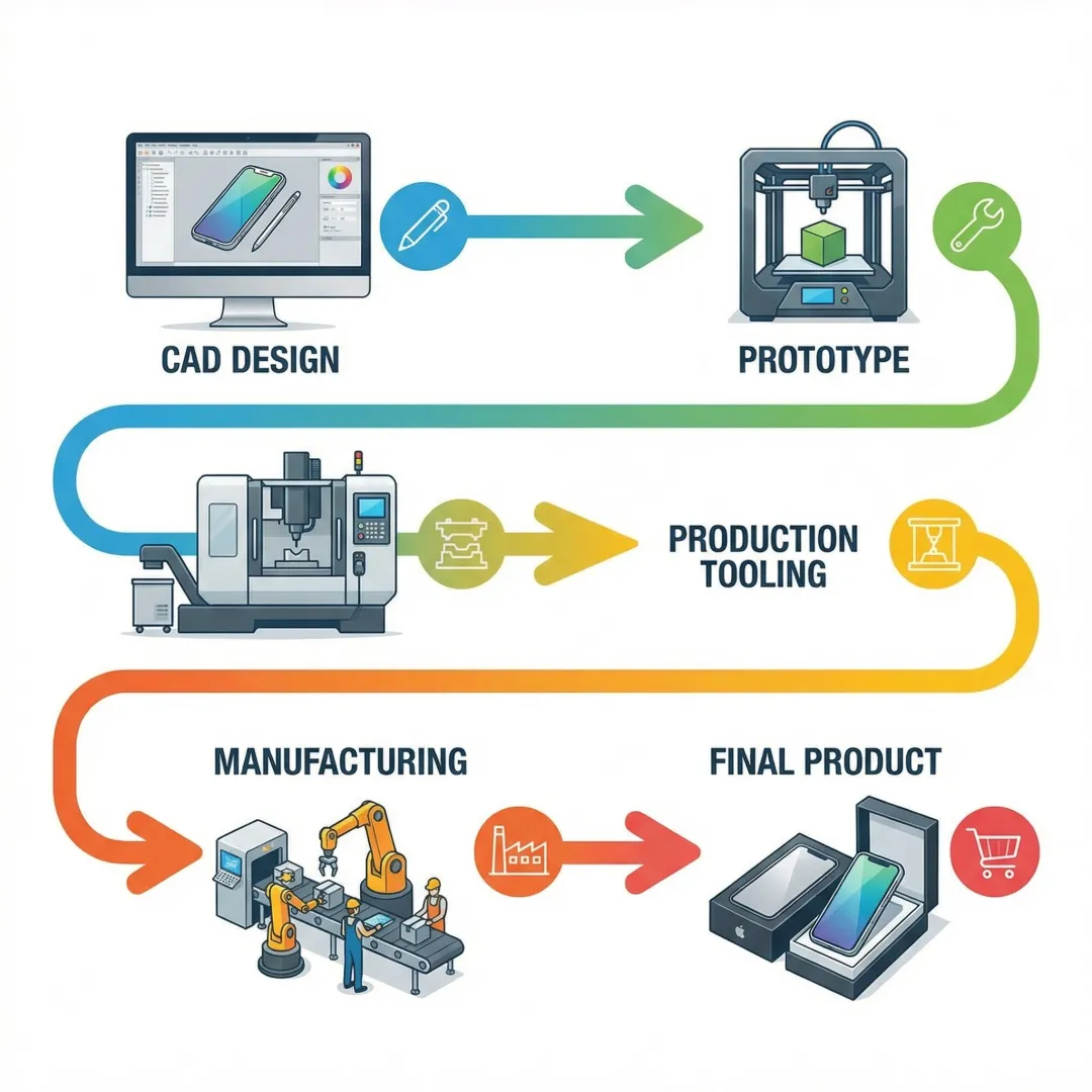 Five-stage prototyping process from design to production