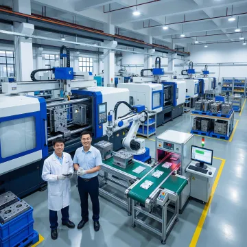 Advanced injection molding facility with robotic automation and precision tooling equipment