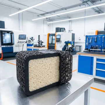 Large structural foam molded component with cellular core structure