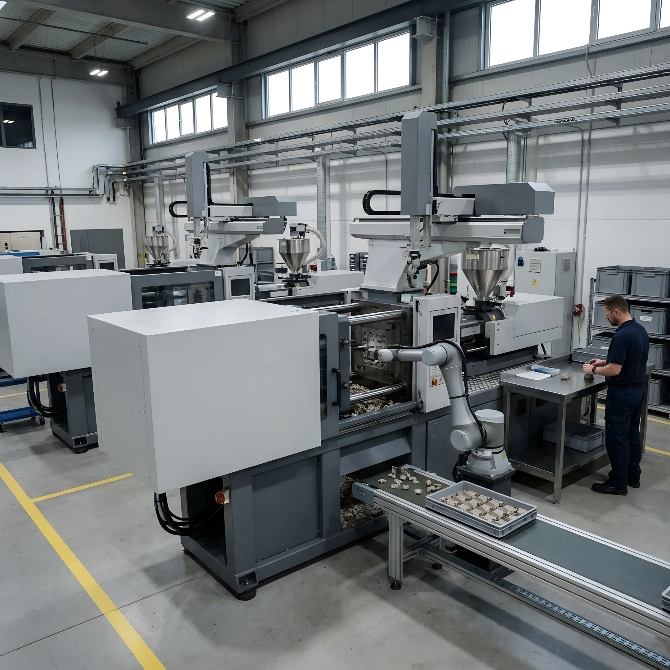 Advanced injection molding facility producing precision plastic components