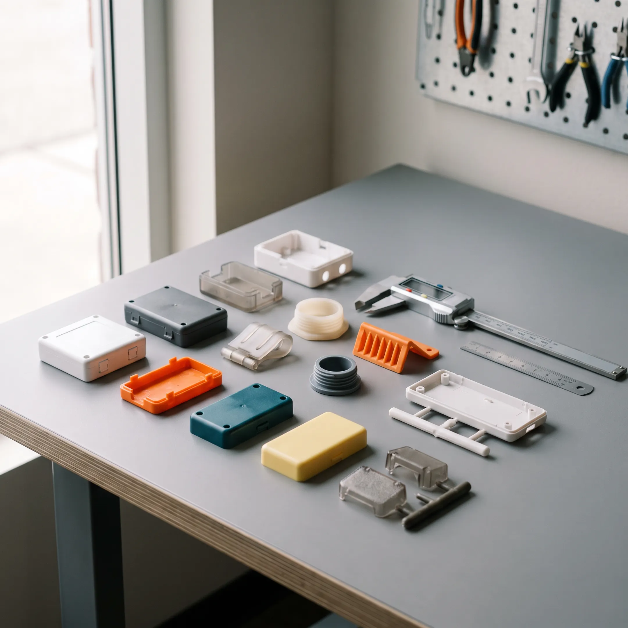 Low volume injection molded prototype parts for startups in various colors and materials