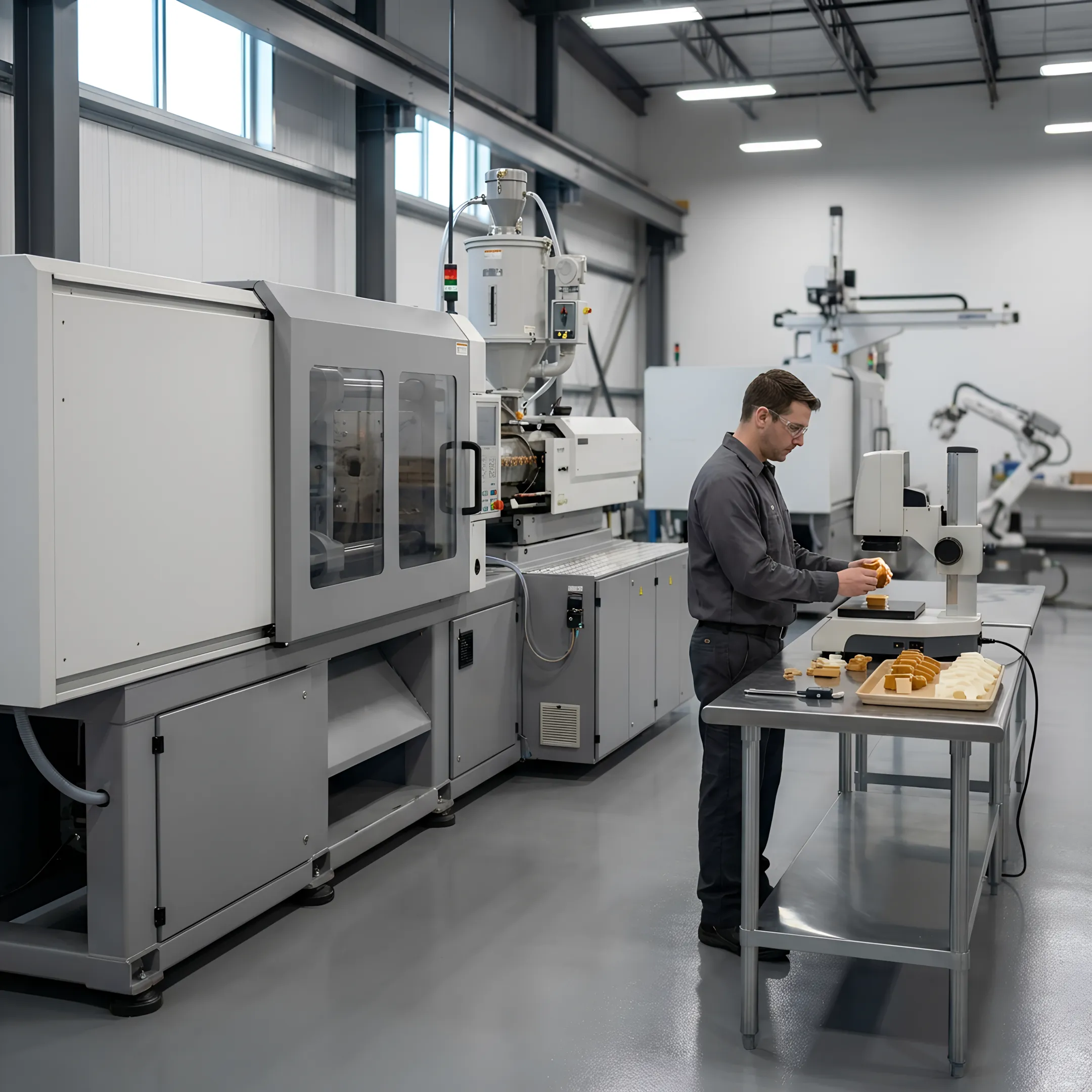 PEEK injection molding production process workflow