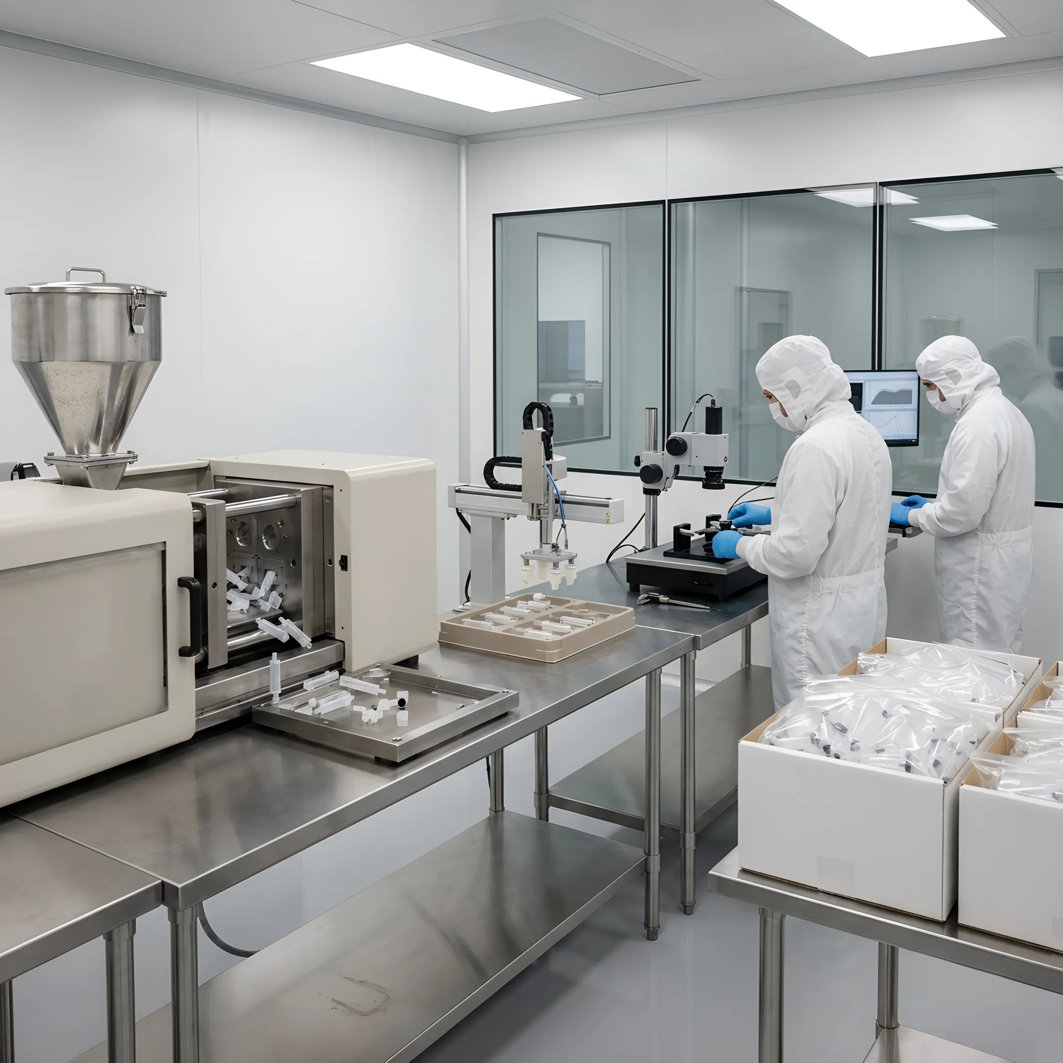Step-by-step cleanroom injection molding process from design to production