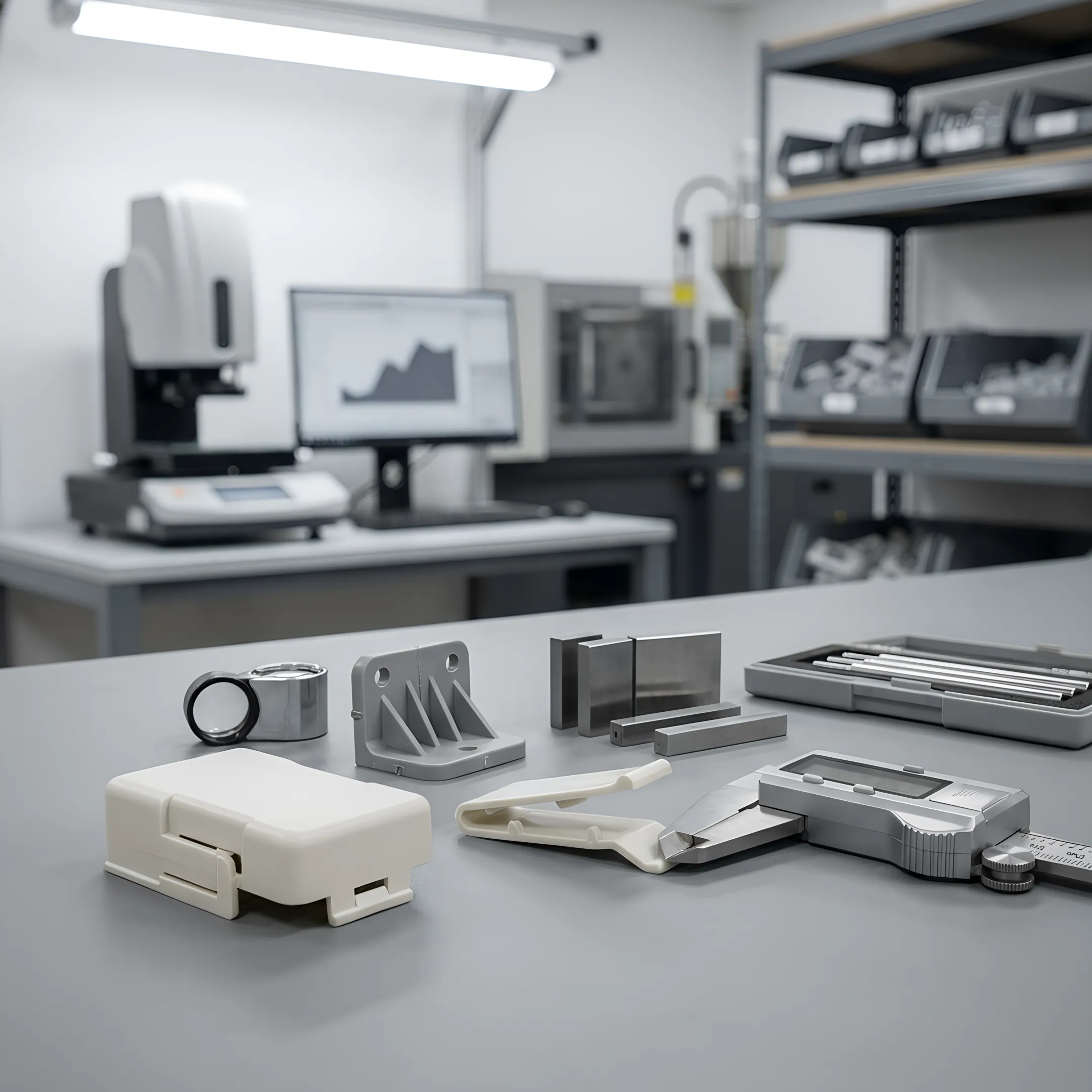 Precision injection molded plastic components with quality inspection equipment