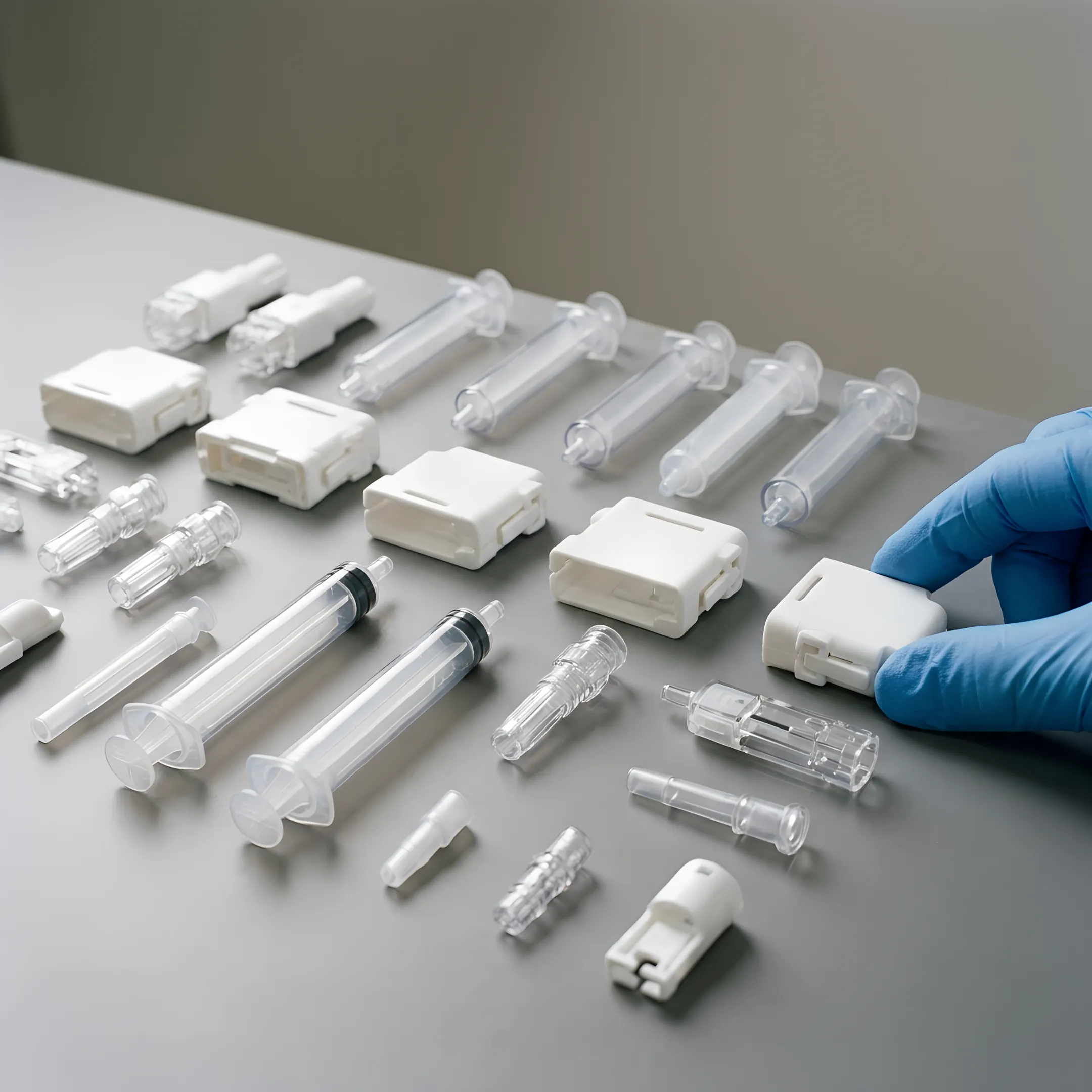 Medical-grade plastic injection molded components with precision features