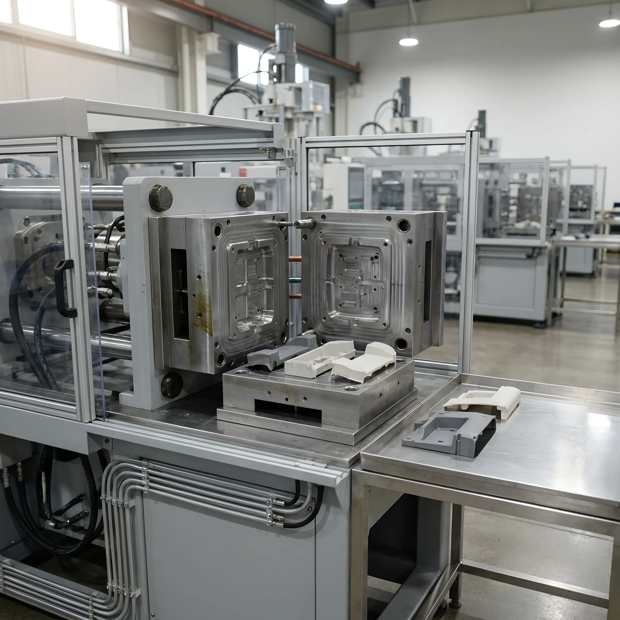 Advanced injection molding tooling equipment and precision molds in production facility