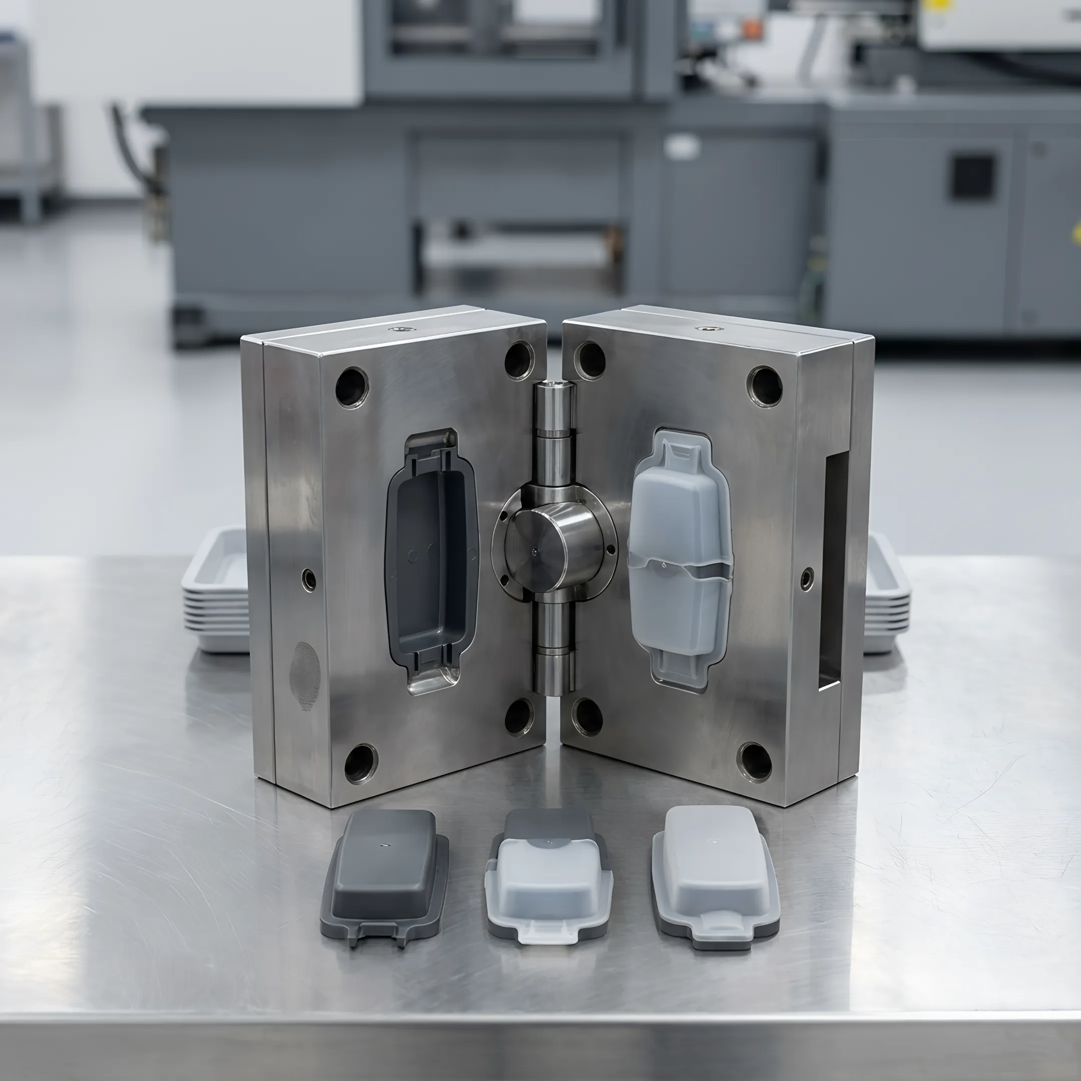Two-shot injection molding process showing dual material integration