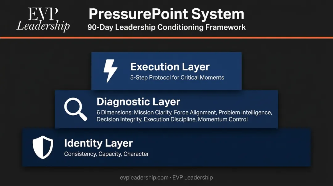 EVP Leadership 90-day PressurePoint System three-layer conditioning framework overview