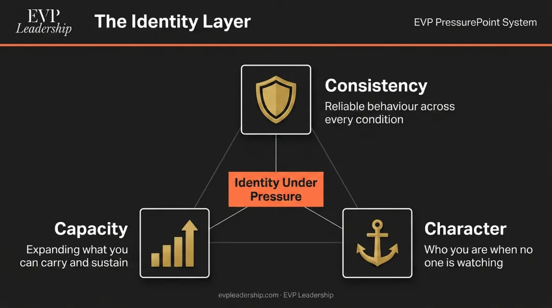 Three-pillar leadership identity framework consistency capacity and character