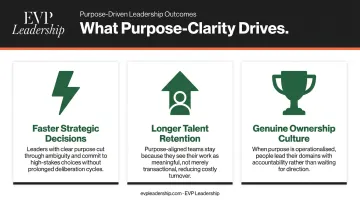 Purpose-driven leadership outcomes faster decisions better retention ownership culture comparison
