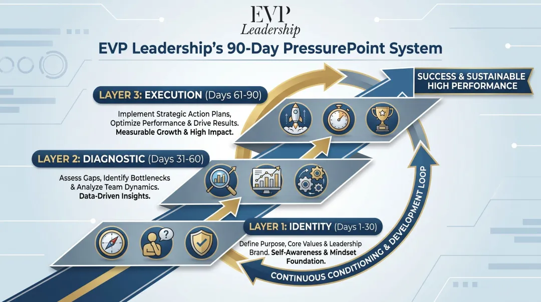 EVP Leadership 90-Day PressurePoint System three-layer conditioning framework