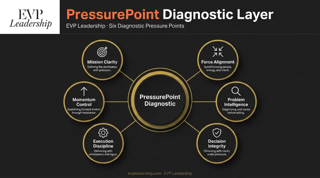 EVP Leadership PressurePoint System six diagnostic pressure points framework overview