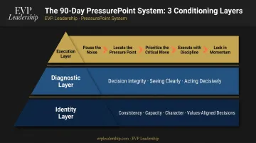 EVP Leadership 90-Day PressurePoint System three-layer conditioning model diagram