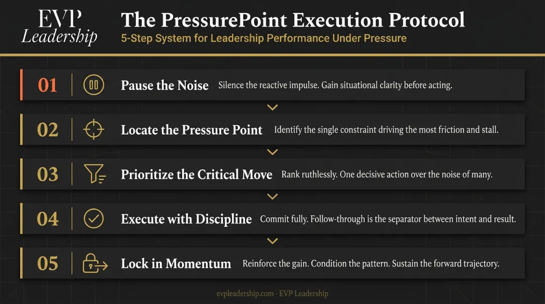 90-Day PressurePoint System five-step critical decision execution protocol
