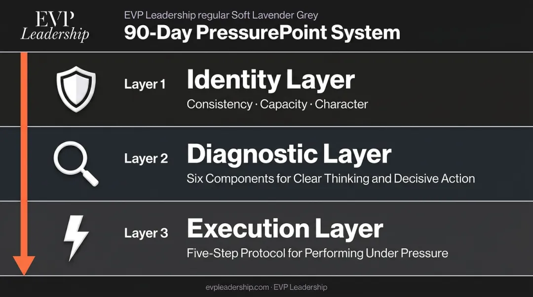 EVP Leadership PressurePoint System three-layer framework identity diagnostic execution