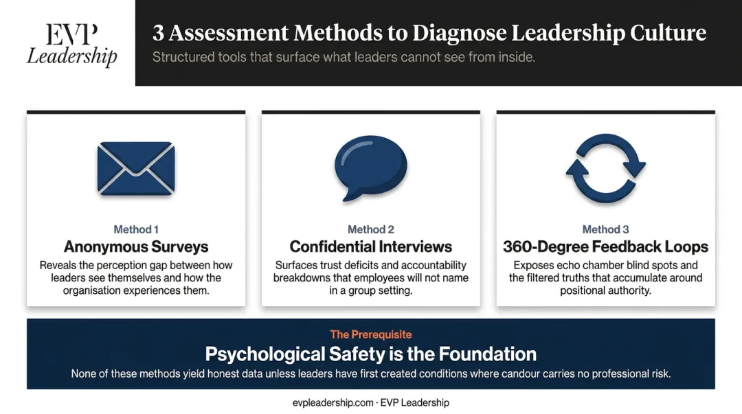 Three leadership team blind spot assessment methods and psychological safety pyramid