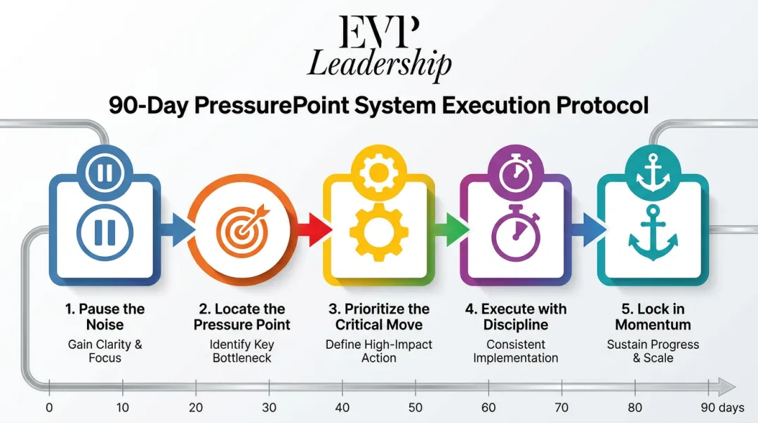 EVP Leadership PressurePoint System five-step execution protocol diagram