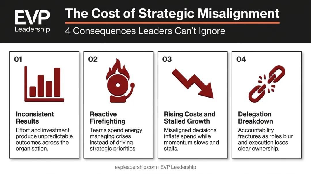 Four consequences of strategic misalignment impacting business growth and leadership performance