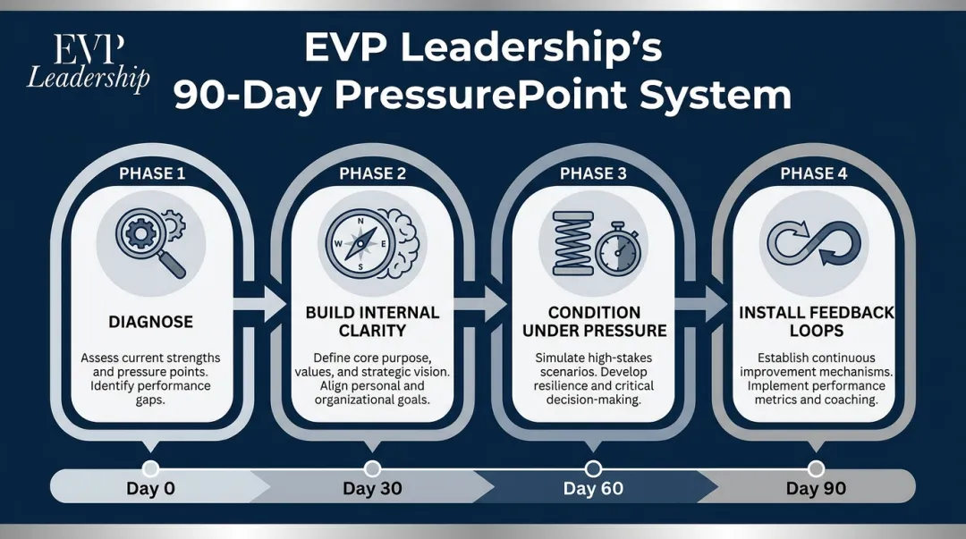 EVP Leadership 90-Day PressurePoint System coaching program overview and framework